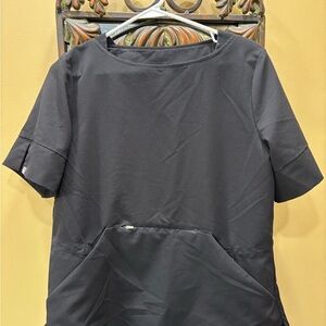 Figs Black Short-Sleeve Medical Scrub Top with Front Pocket and Scrub Pant Set